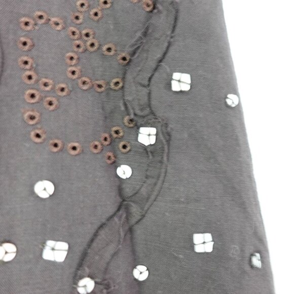 NOUGAT LONDON Linen Skirt Womens 10 Medium Brown Beaded Eyelet Light Boho Fairy - Picture 7 of 14